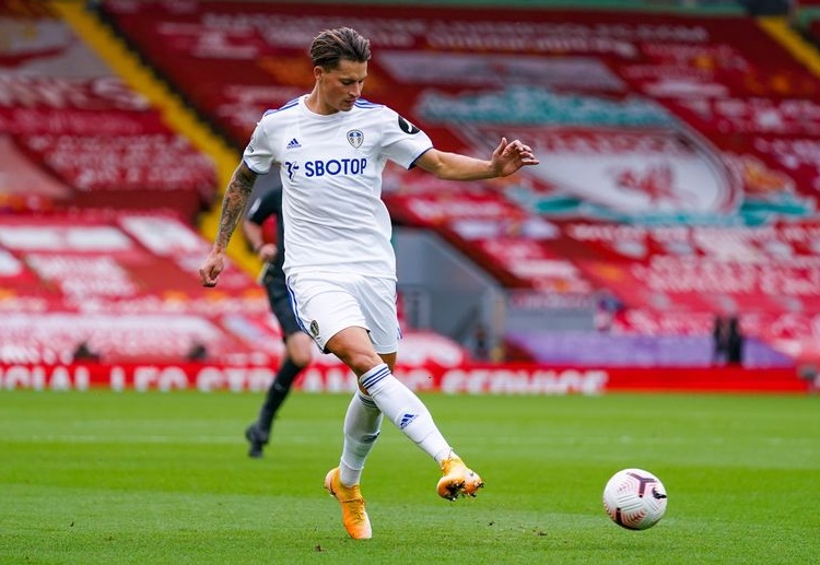 Leeds United's Robin Koch in action during their Premier League season opener against Liverpool