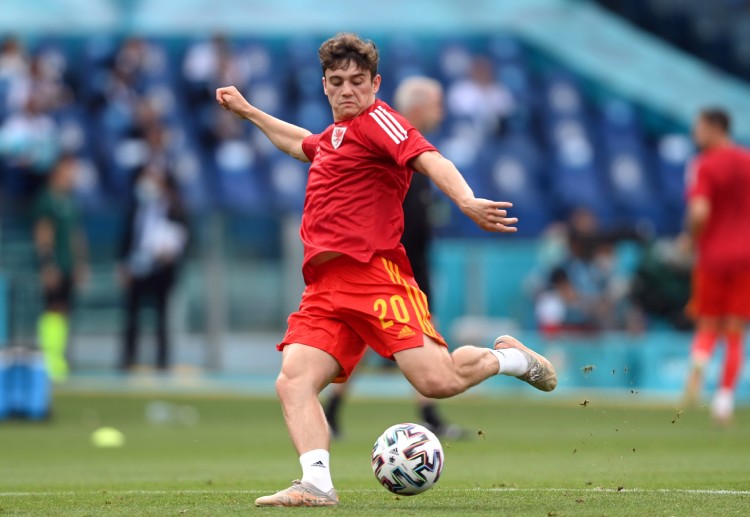 欧洲杯 威尔士的丹尼尔•詹姆斯正在进球