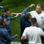 Following the 2025 Club World Cup win against Bayern Munich, Luis Enrique joins his staff in a joyful celebration